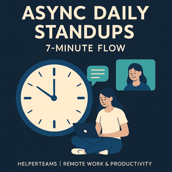 Minimal dashboard showing async standup check-ins across timezones